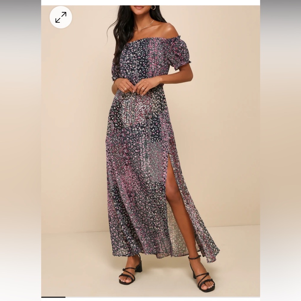 Lulu’s off shoulder floral maxi dress